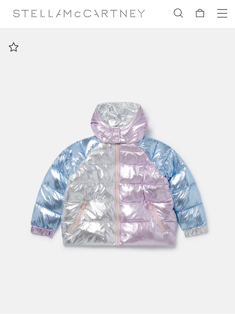 Stella McCartney Kids Metallic Puffer Coat 10y